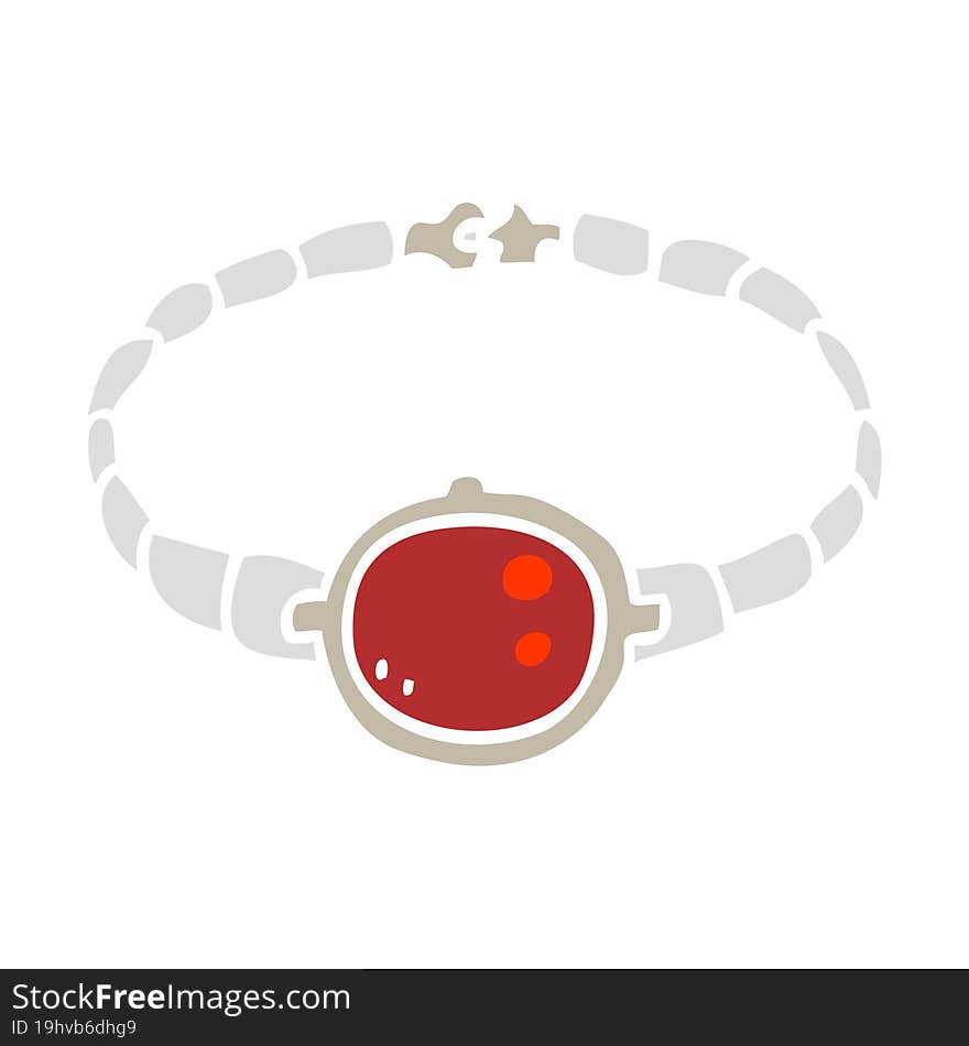 flat color illustration of ruby bracelet. flat color illustration of ruby bracelet
