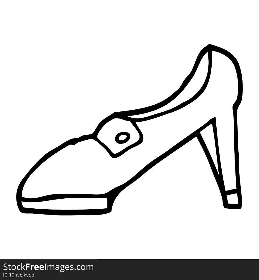 Line Drawing Cartoon Of A Red Shoe