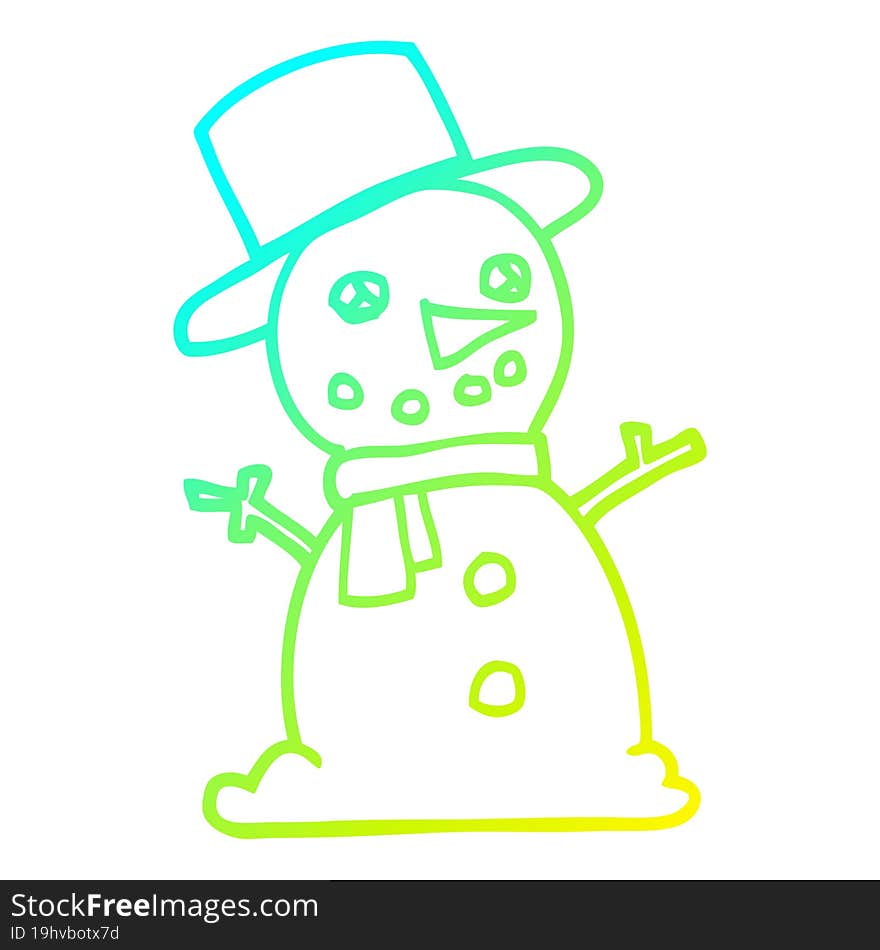 Cold Gradient Line Drawing Cartoon Traditional Snowman