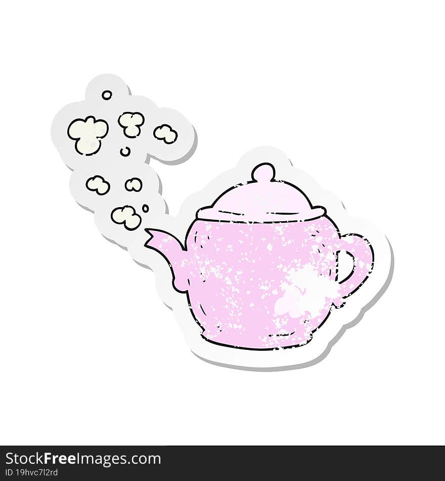 retro distressed sticker of a cartoon teapot