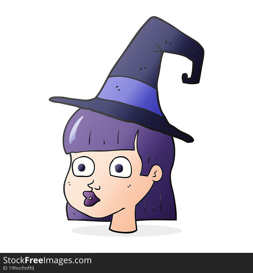 freehand drawn cartoon witch