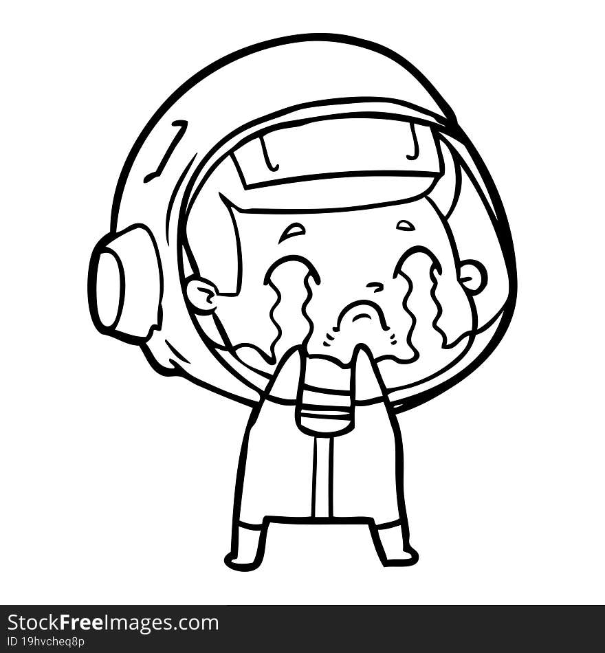 cartoon crying astronaut. cartoon crying astronaut