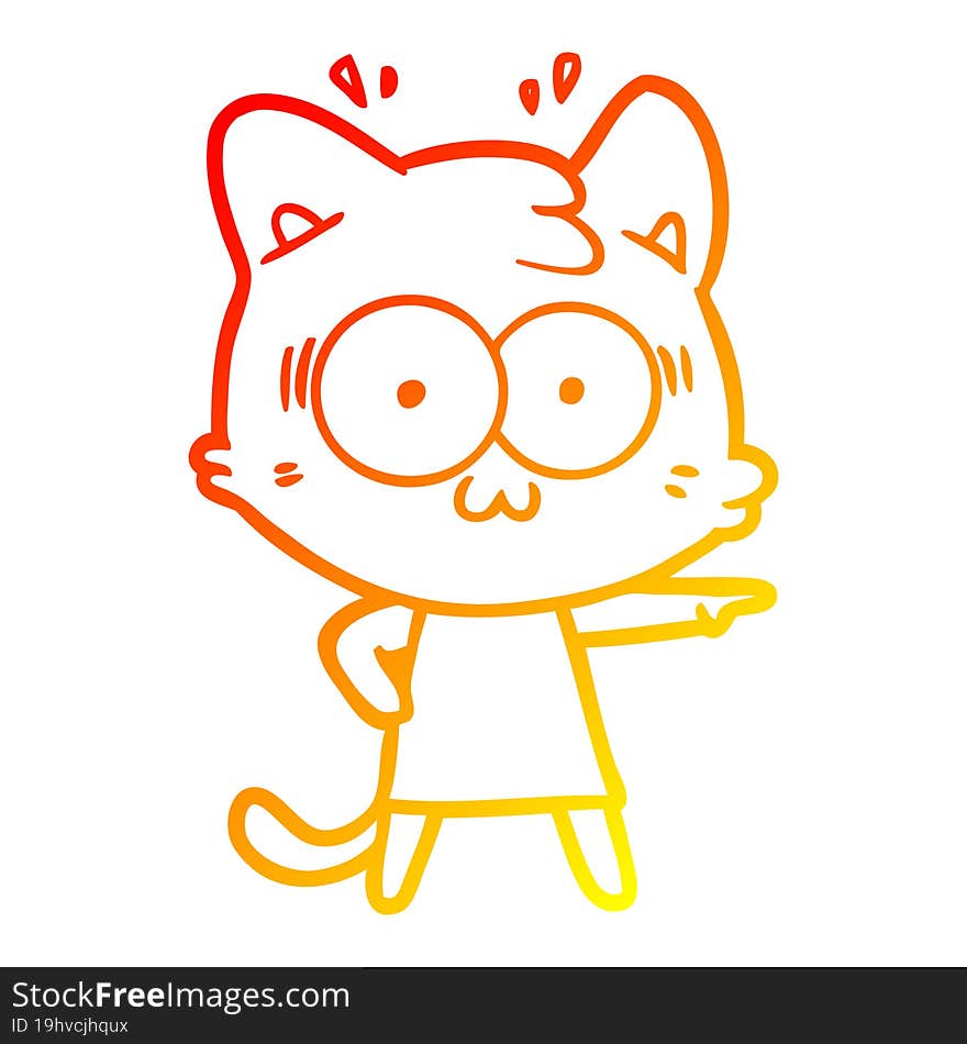 Warm Gradient Line Drawing Cartoon Surprised Cat