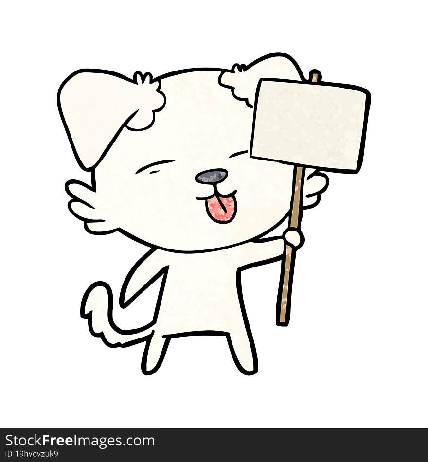 cartoon dog holding sign post. cartoon dog holding sign post