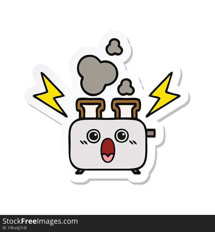 sticker of a cute cartoon of a toaster