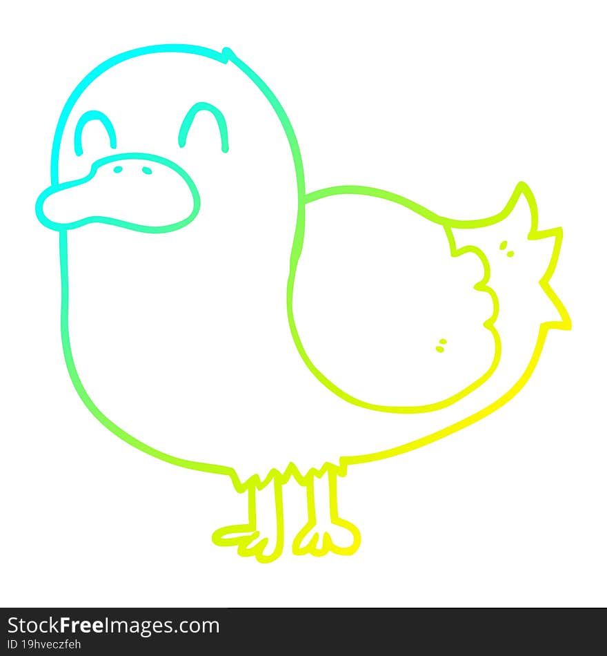 cold gradient line drawing cartoon duck