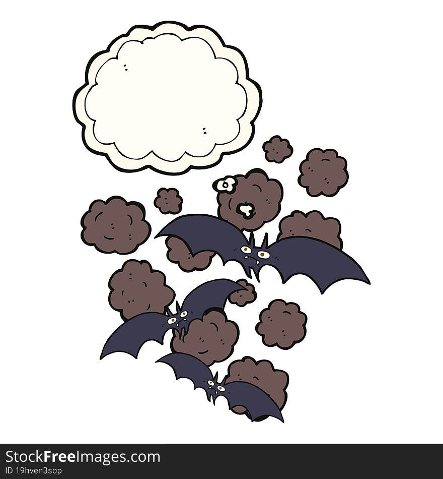 cartoon vampire bats with thought bubble