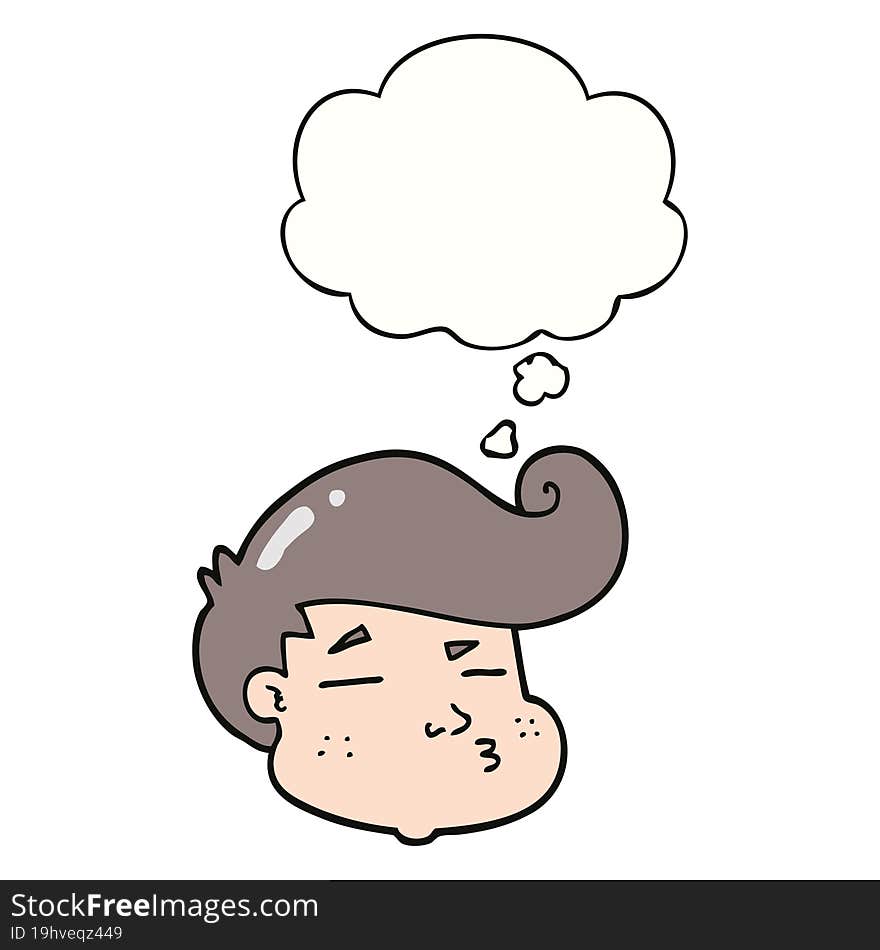 cartoon boy\'s face with thought bubble. cartoon boy\'s face with thought bubble