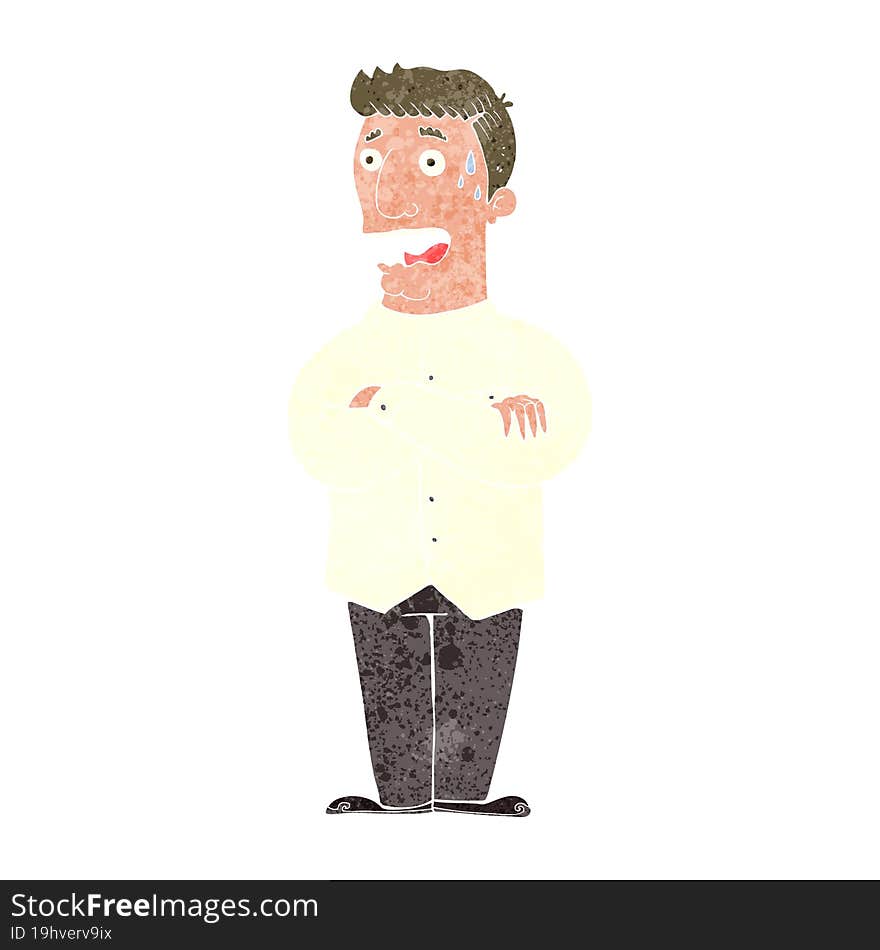 Cartoon Nervous Man Sweating