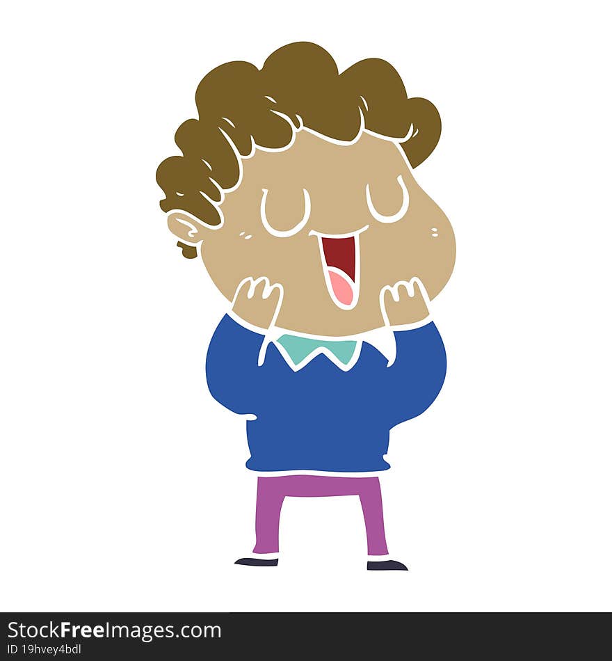 Laughing Flat Color Style Cartoon Man