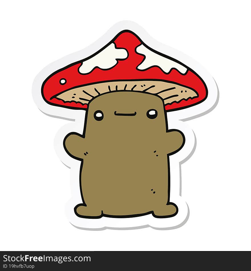 sticker of a cartoon mushroom