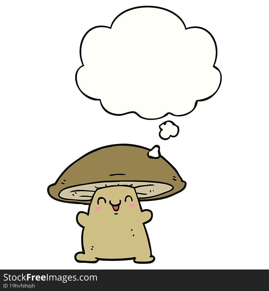 Cartoon Mushroom Character And Thought Bubble