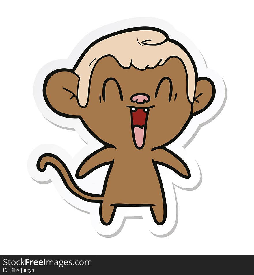 Sticker Of A Cartoon Laughing Monkey