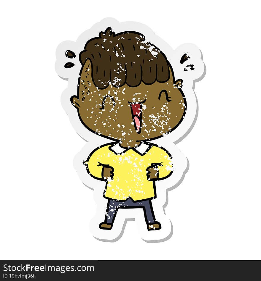 Distressed Sticker Of A Cartoon Happy Boy Surprised