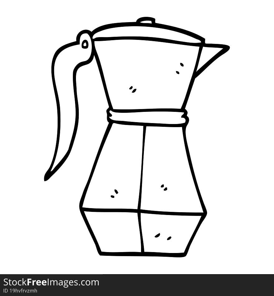 line drawing cartoon espresso coffee pot