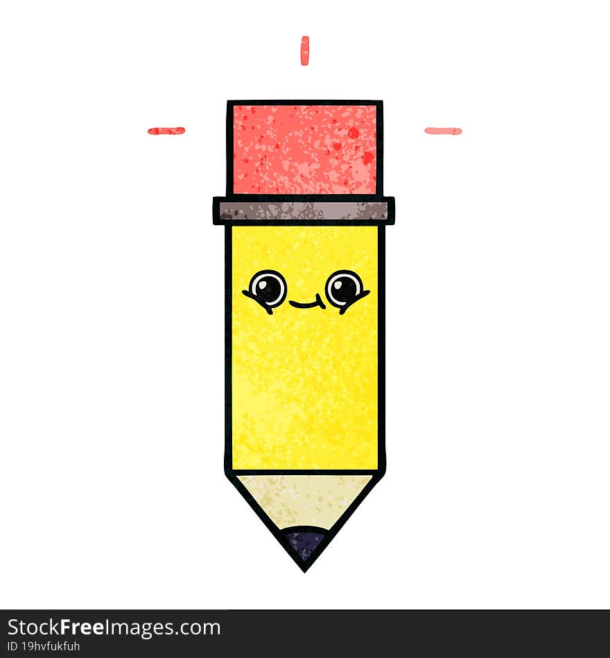 retro grunge texture cartoon of a pencil