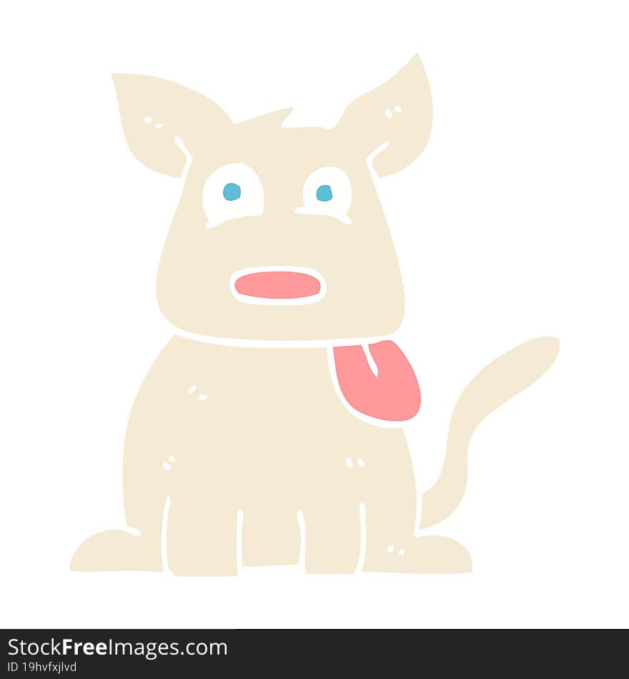 Flat Color Illustration Cartoon Happy Dog