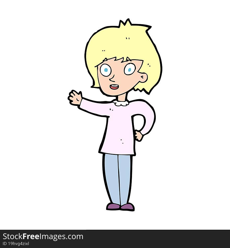 cartoon happy woman