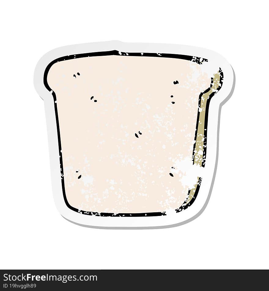 distressed sticker of a cartoon slice of bread