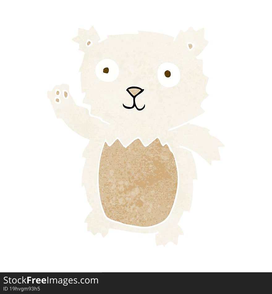 Cartoon Waving Polar Bear Cub