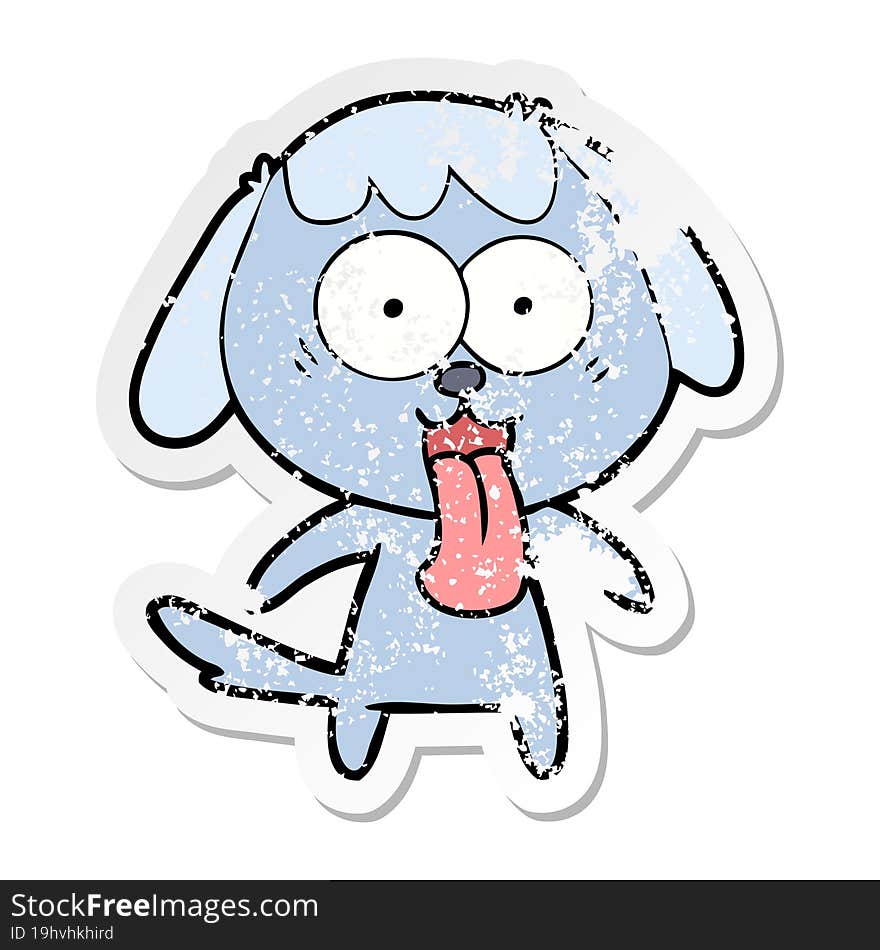 distressed sticker of a cute cartoon dog