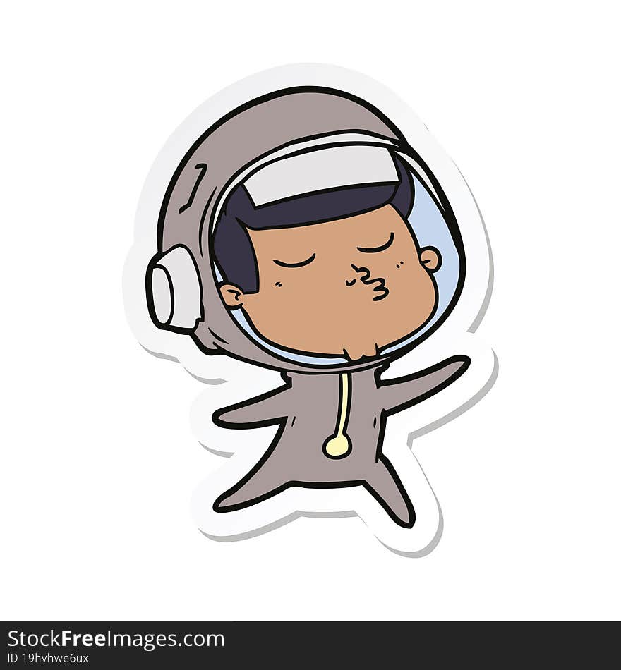 sticker of a cartoon confident astronaut