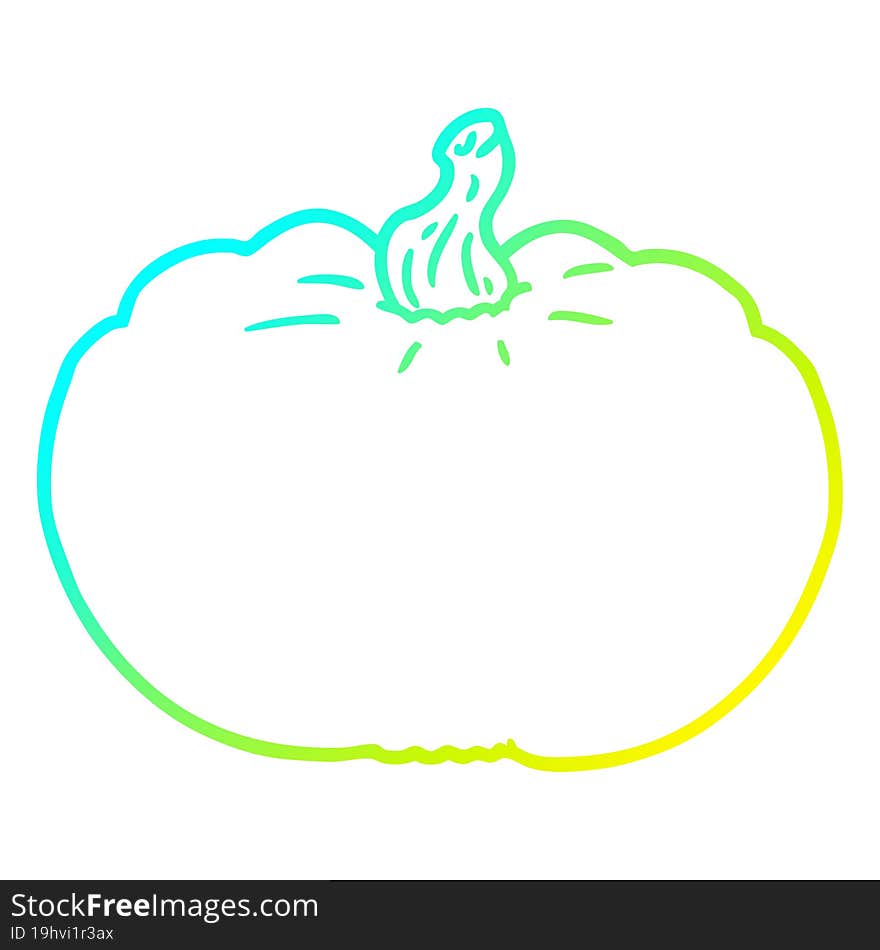 cold gradient line drawing of a cartoon pumpkin