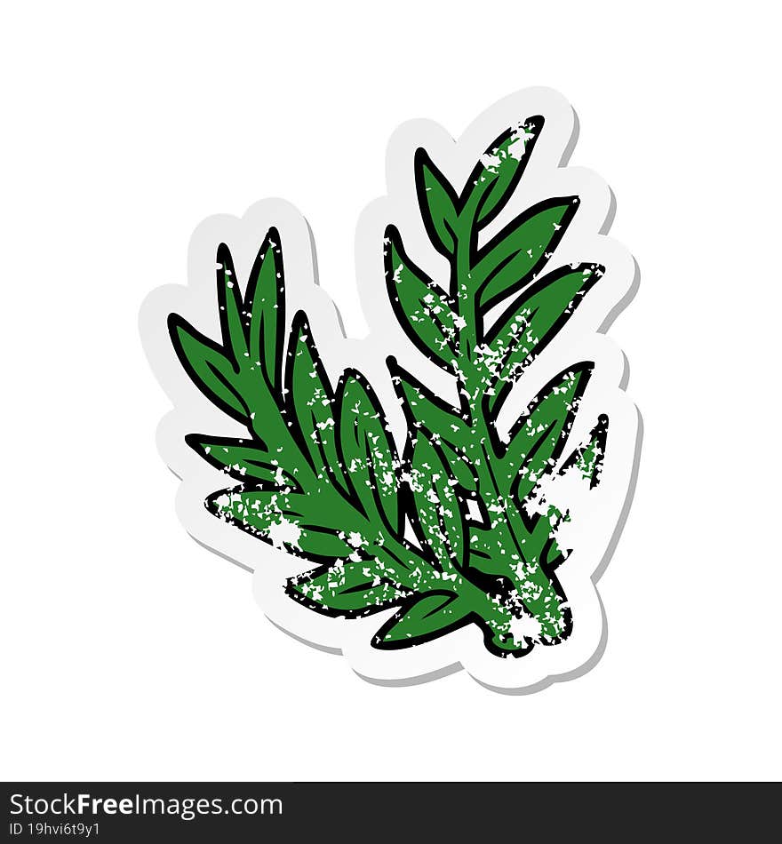 Distressed Sticker Of A Cartoon Plant