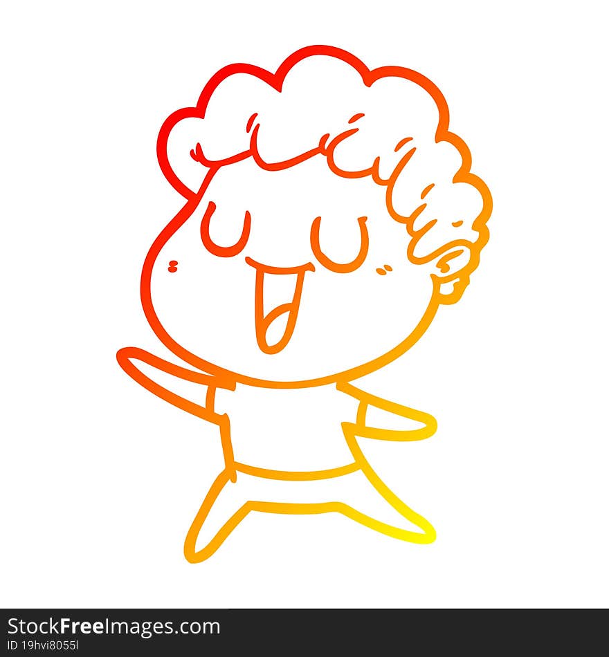 warm gradient line drawing of a laughing cartoon man