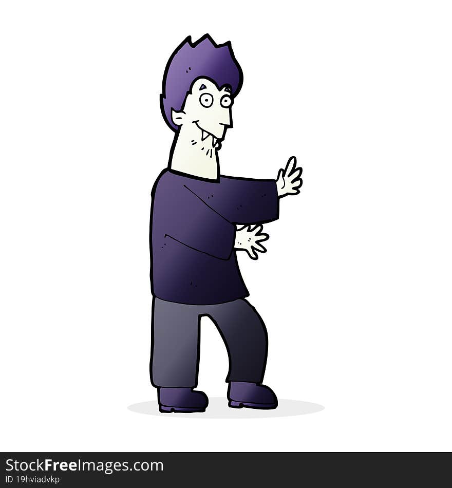 Cartoon Vampire Waving Hands