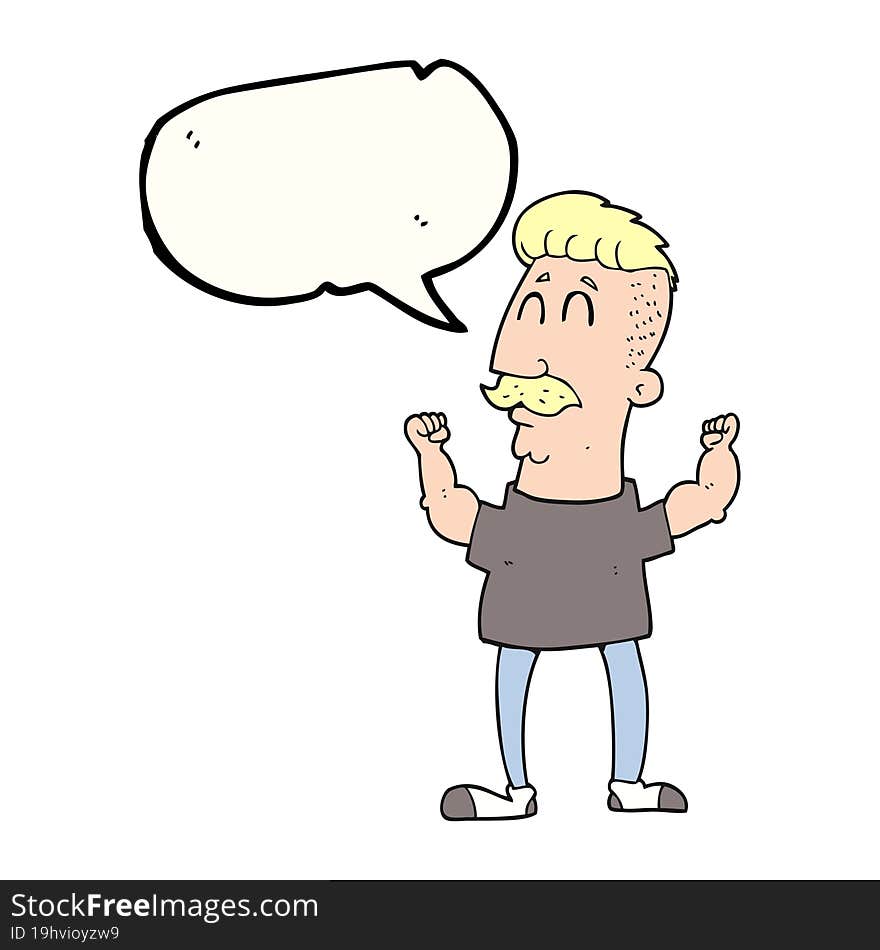 speech bubble cartoon celebrating man