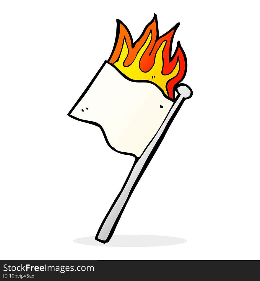 cartoon burning white flag