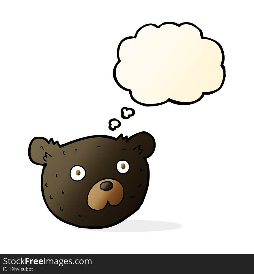 cartoon black bear with thought bubble