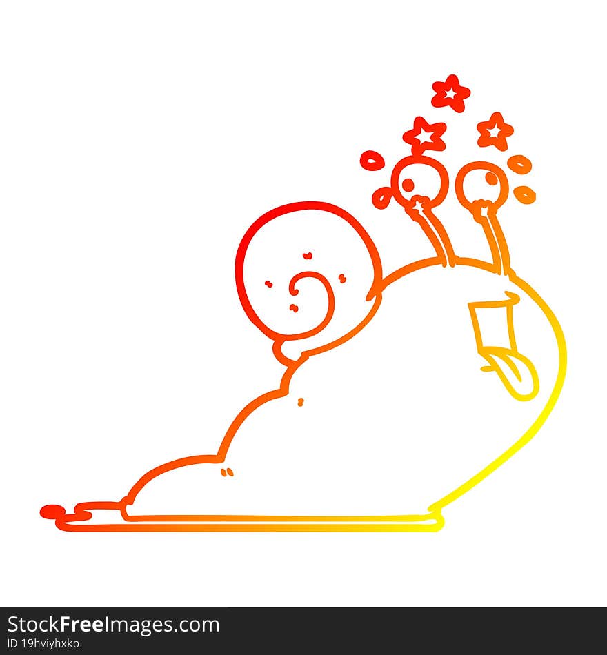 warm gradient line drawing crazy cartoon snail