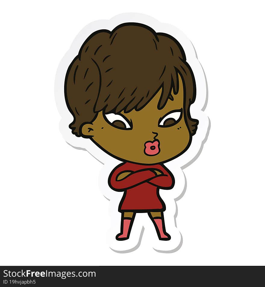 Sticker Of A Cartoon Woman