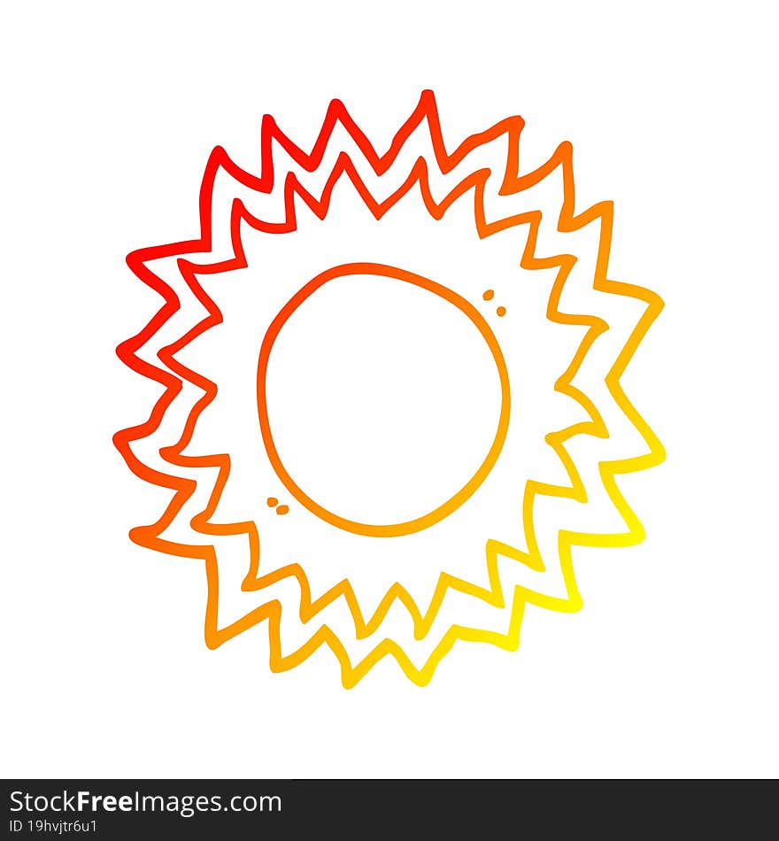 warm gradient line drawing cartoon sun