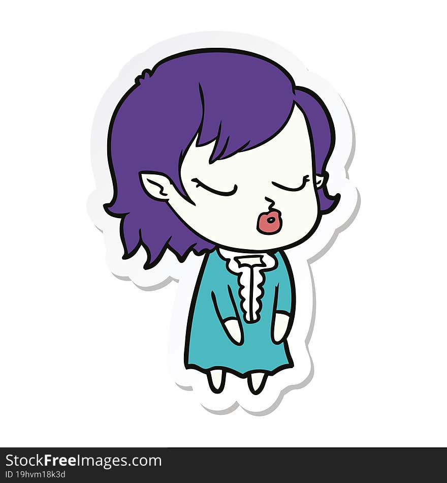 Sticker Of A Cute Cartoon Vampire Girl