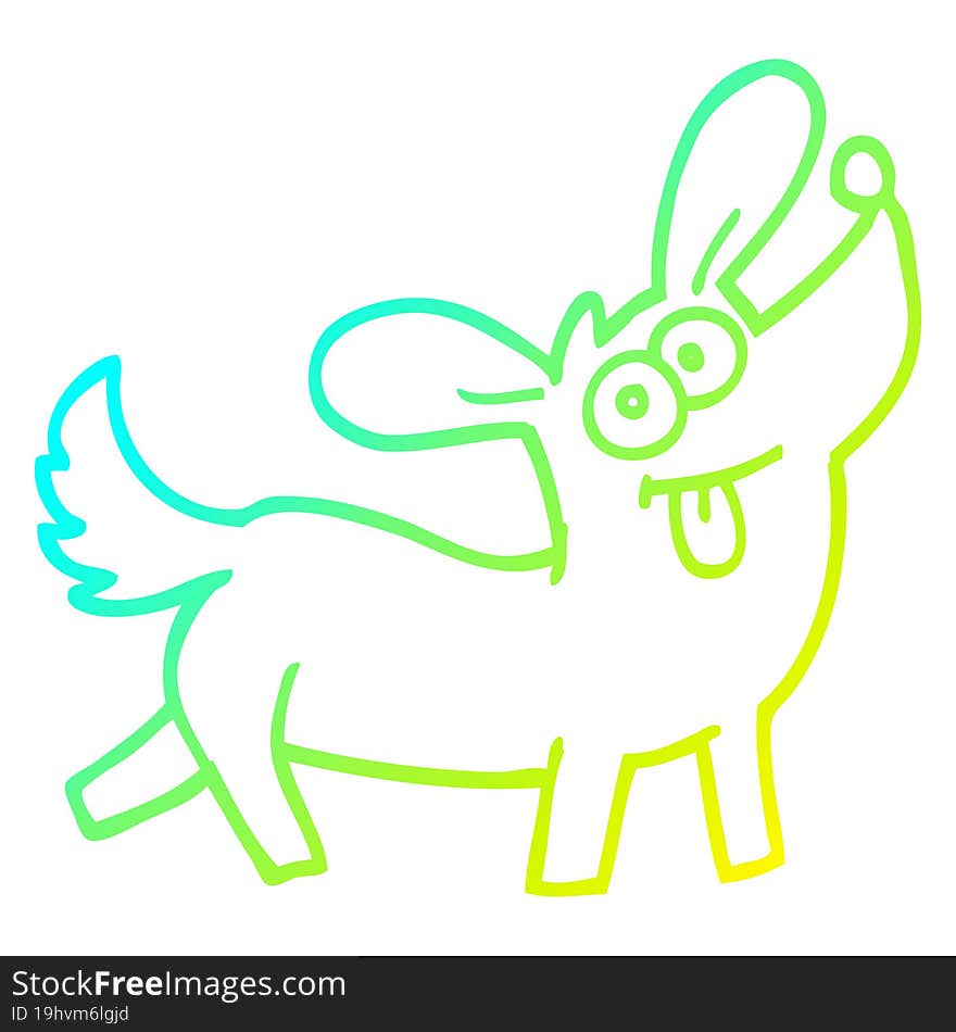 Cold Gradient Line Drawing Cartoon Happy Dog