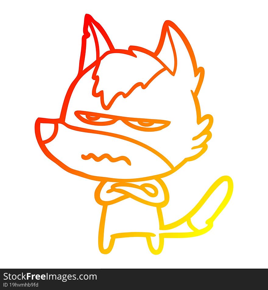 warm gradient line drawing cartoon annoyed wolf