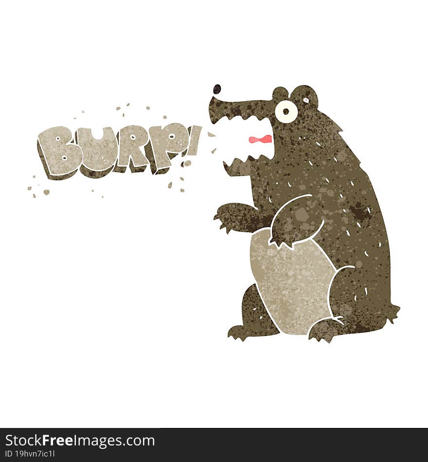 retro cartoon bear burping