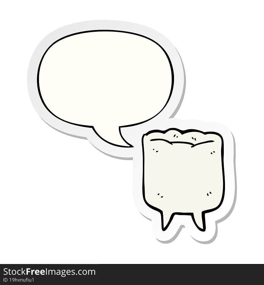 cartoon tooth and speech bubble sticker