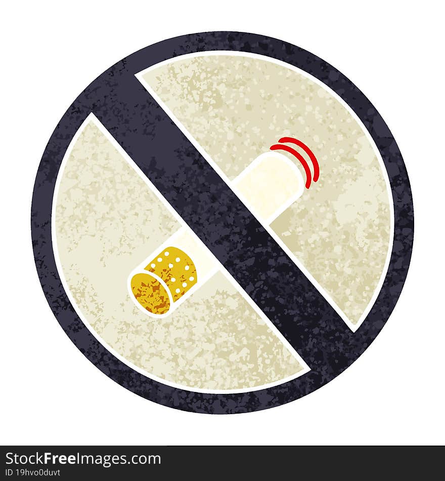 retro illustration style cartoon of a no smoking allowed sign