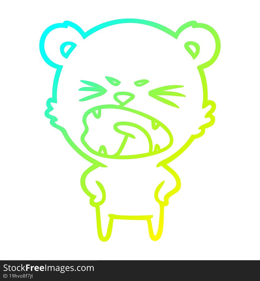 cold gradient line drawing angry cartoon bear