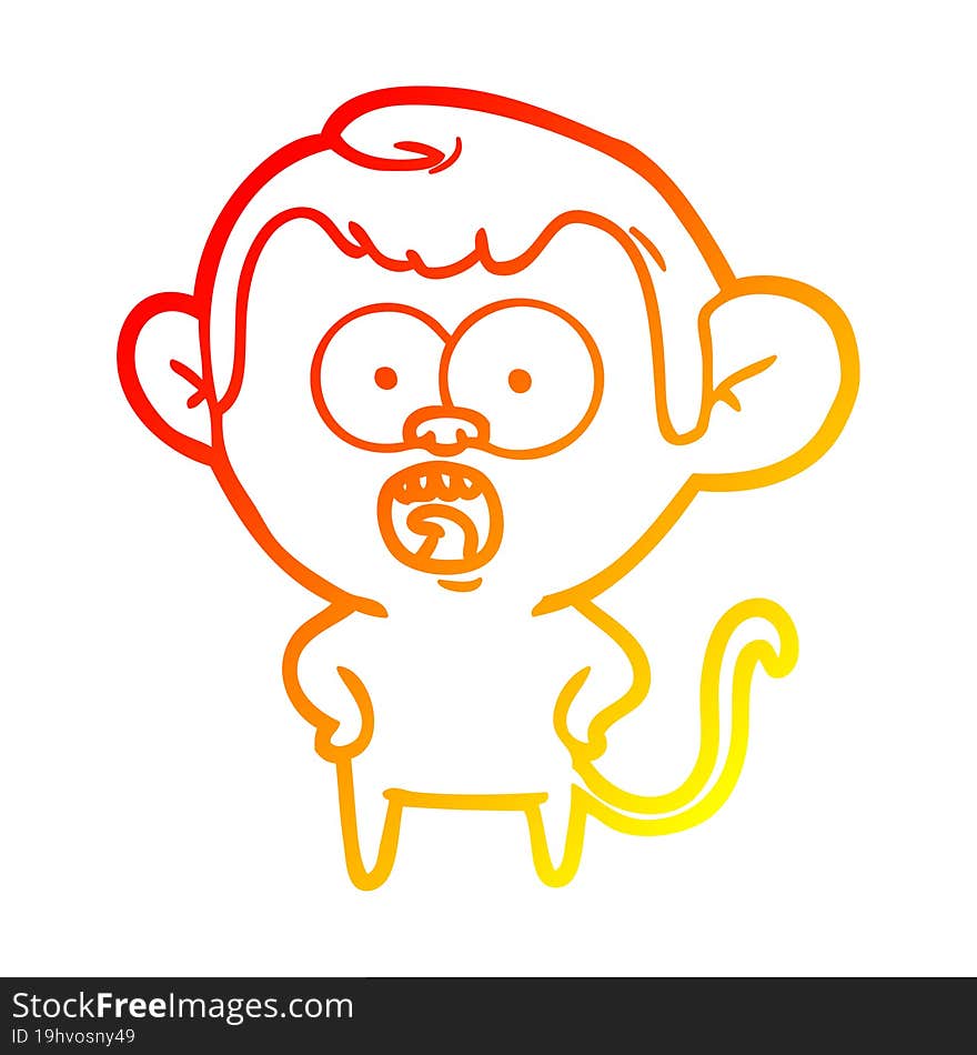 warm gradient line drawing cartoon shocked monkey