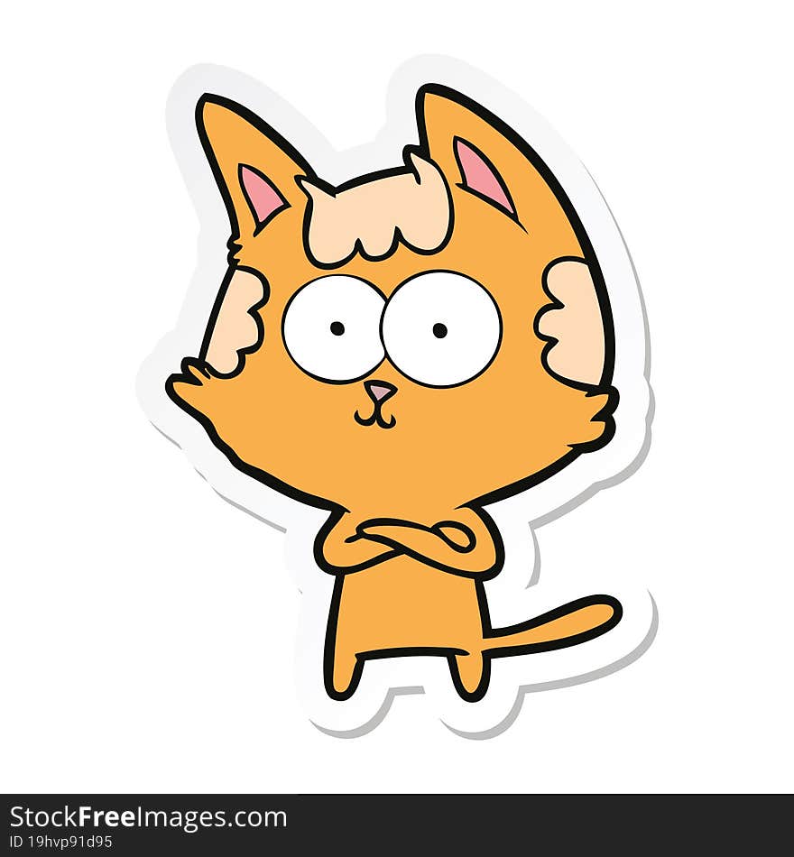 Sticker Of A Happy Cartoon Cat