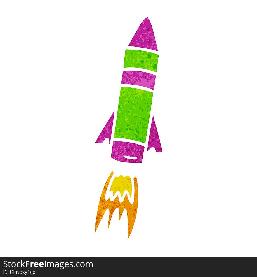 retro cartoon doodle of a space rocket