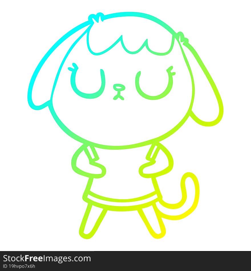 Cold Gradient Line Drawing Cute Cartoon Dog