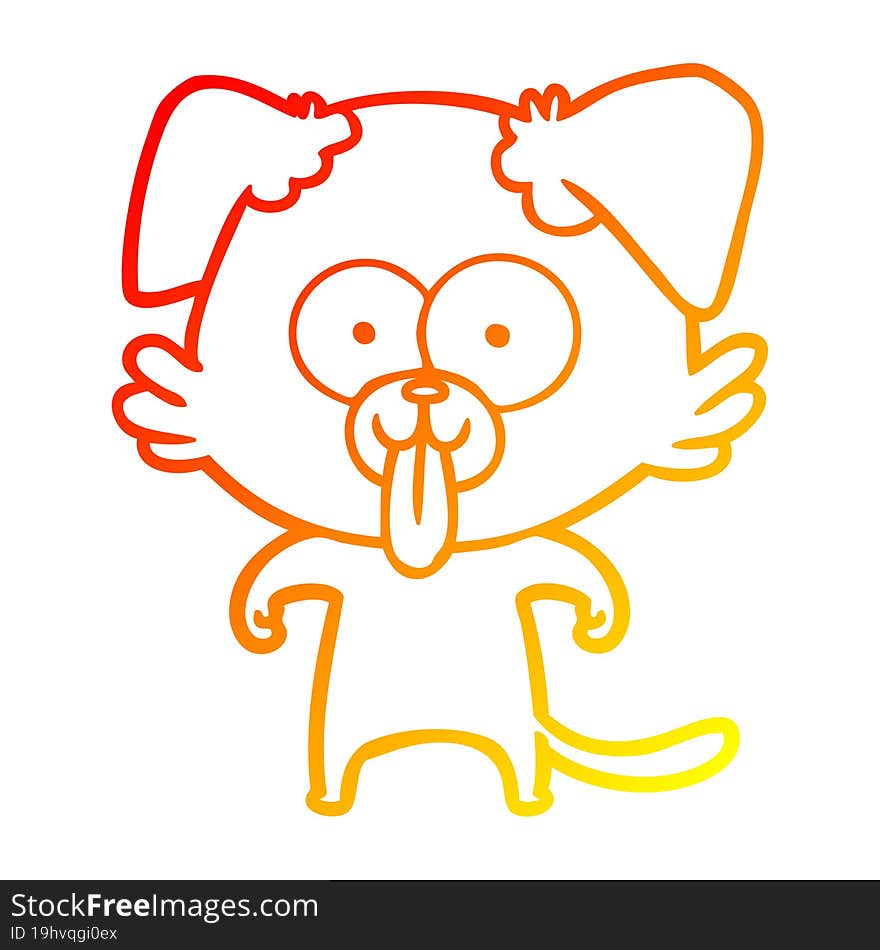 warm gradient line drawing of a cartoon dog with tongue sticking out