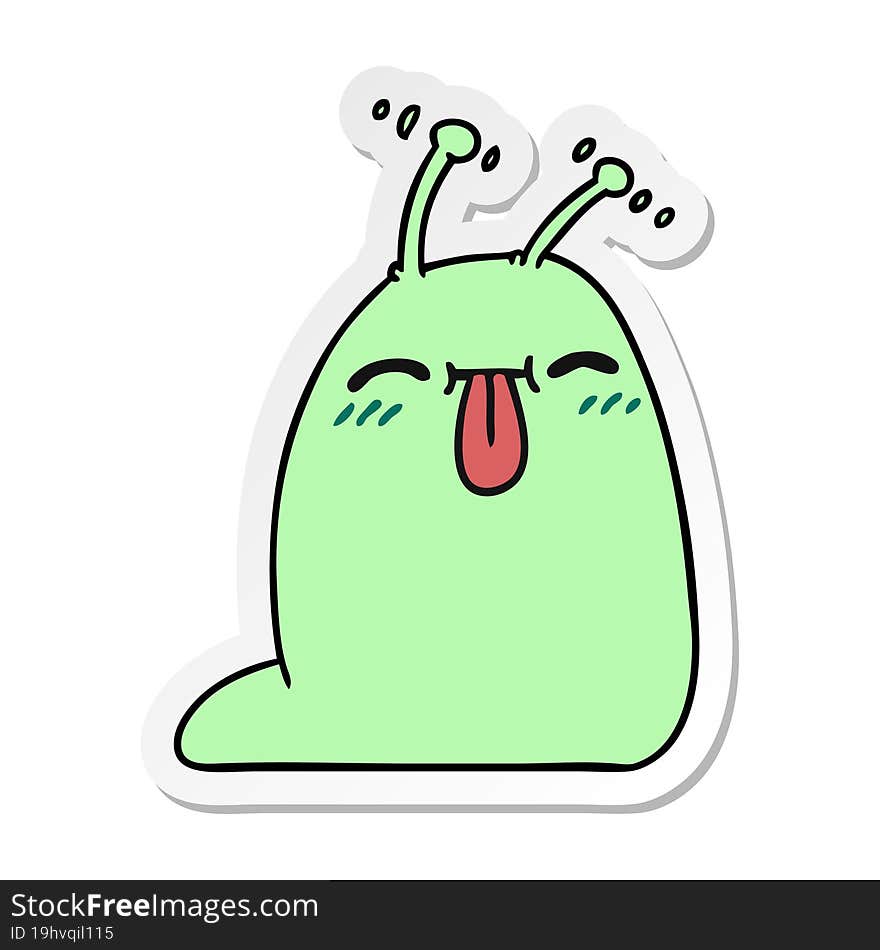 sticker cartoon of a happy kawaii slug