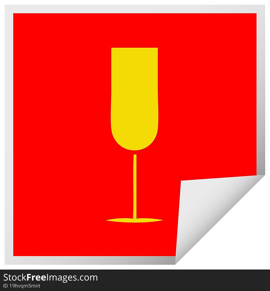 square peeling sticker cartoon of a champagne flute